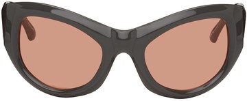 Dries Van Noten SSENSE 独家发售灰色 Linda Farrow 联名 Goggle 太阳镜