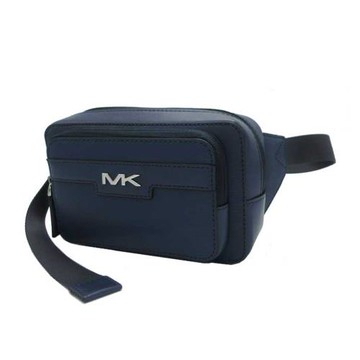 【MICHAEL KORS】素色皮革拉鍊腰包-深藍