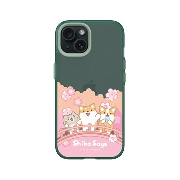 iPhone 15 Clear 憂墨綠 - 柴語錄 Shiba Says - 賞櫻小確幸
