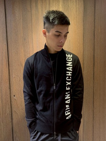 美國百分百【全新真品】 Armani Exchange 針織外套 AX 亞曼尼 針織 外套 LOGO 男 黑色 AM35