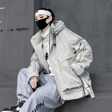 M家潮牌帥炸街羽絨服女冬2025新款白鴨絨工裝派克服輕薄嘻哈外套