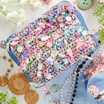 我的專屬 Liberty 咲き編み 化妝包 x Cube || 藍色