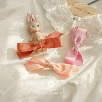 韓國 ArimCloset 粉嫩糖果色蝴蝶結髮夾 3色