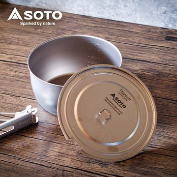 日本SOTO 輕量鈦鍋1100ml附蓋 SOD-531 登山個人鍋 野營鍋具