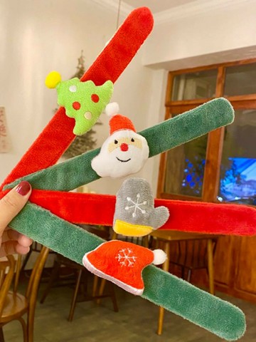 耶誕節禮物 交換禮物 聖誕節禮物兒童啪啪圈聖誕老人毛絨手環拍圈幼兒園活動裝扮小禮品