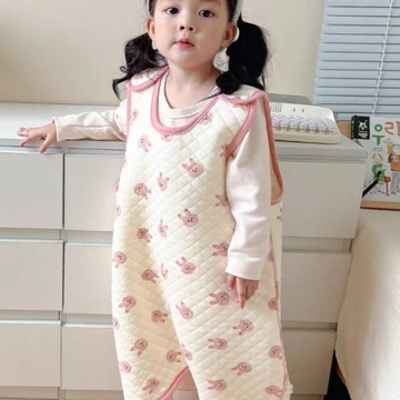 嬰兒無袖夾棉睡袋寶寶背心式防踢被兒童連體加厚馬甲護肚保暖春秋鑫弘-萌寶童裝可開發票