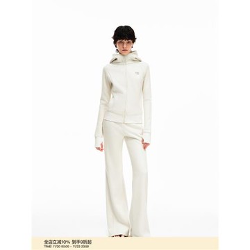 PUKI 醋酸 分割結構 顯瘦休閑運動套裝上衣微喇褲