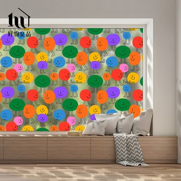 【好物良品】《快樂微笑》獨家設計無痕無膠霧面玻璃窗戶靜電貼紙｜可訂製尺寸(@haowu)