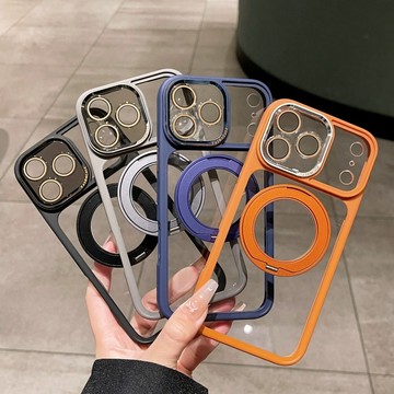 五金支架 鎏金金屬框 經典硅膠邊 適用 iPhone 17 手機殼 13 14 15 16 Pro Max 防摔殼