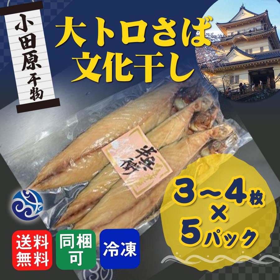 干物 大トロ さば文化干し 3〜4枚入 5パックセット サバ 鯖 干物セット 自宅用 おかず 小田原 セットでお得 送料無料