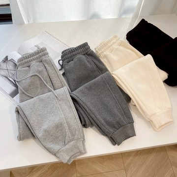 束腳運動褲女秋冬韓版加絨顯瘦休閑衛褲學生百搭直筒哈倫九分褲子