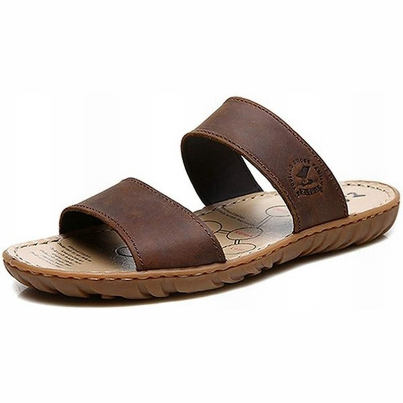 Urnice かっこいいサンダル メンズ ブラウン オシャレビーサン スリッパ ブランド 皮サンダル ハワイ 人気 旅行 カジュアルサンダル 25 通販 Lineポイント最大get Lineショッピング