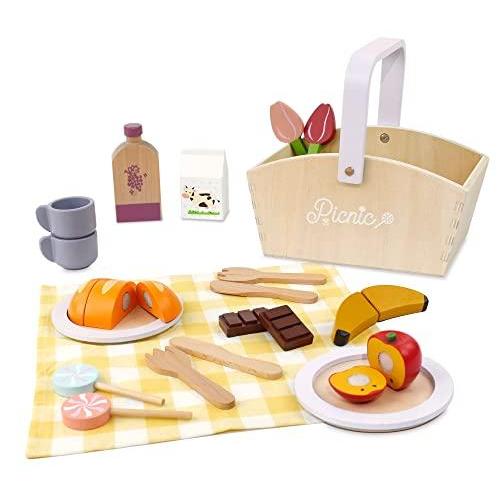 New Classic Toys Picnic Set - Pretend Play Toy for Kids Cooking Simulation  Educational Toys and Color Perception Toy for Preschool Age Toddlers Boys