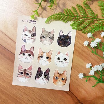 貓咪大頭自剪貼紙(二)