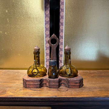 玻璃調味木架組