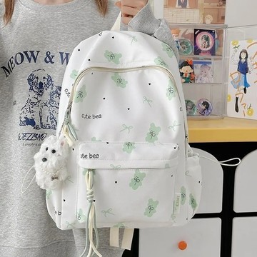 高顏值韓版ins風雙肩包女學生大容量可愛卡通書包輕便簡約揹包