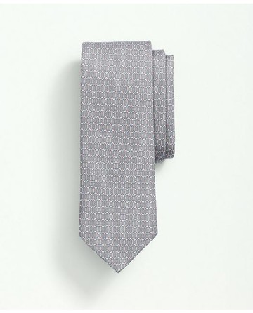 Brooks Brothers Men's Silk Oval Link Tie | Grey | Size Regular