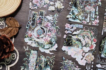 落江南 東方古風造景 PET 紙膠帶 貝殼光 / 割型貼紙卷 星光膜