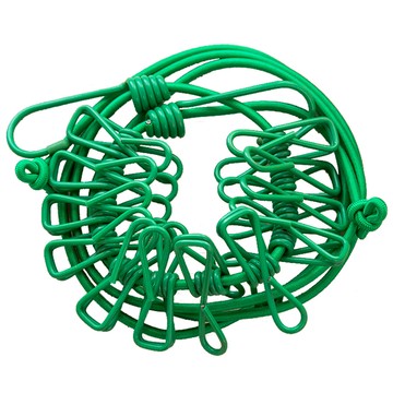 LIFECODE 彈性晾衣繩/露營旅遊曬衣幫手(附12個夾子)-3色可選綠色