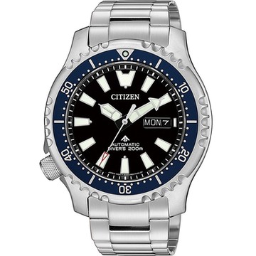 CITIZEN 星辰 限量河豚艦隊機械潛水錶-藍x黑-男錶(NY0098-84E)42mm