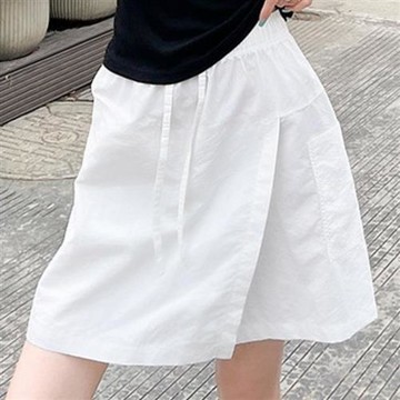 【米蘭精品】現貨+預購 高腰短褲速乾工裝褲裙大碼寬褲A字褲裙傘兵裙休閒女裝-鬆緊腰防走光女裙子5色74lz20