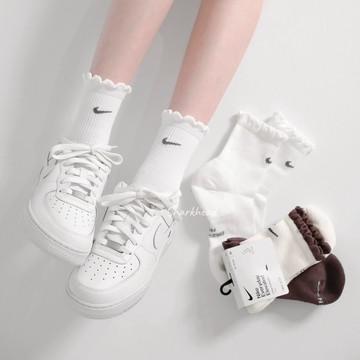 【Sharkhead】現貨 Nike Everyday 中筒襪 捲邊 白 咖啡 奶油 小勾 襪子 IH8621-910
