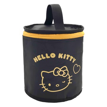 Hello Kitty 凱蒂貓 圓筒保溫便當袋  黑色  22 x 16cm  1個