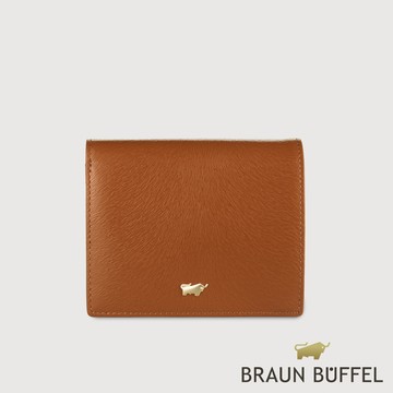 【BRAUN BUFFEL 德國小金牛】台灣總代理 萊納斯-TW 3卡兩折短夾-杏仁巧克力色/BF891-401-SAL