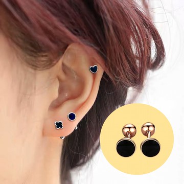 【A&R】韓版s925純銀迷你幾何圓形款轉珠耳環 兩色任選