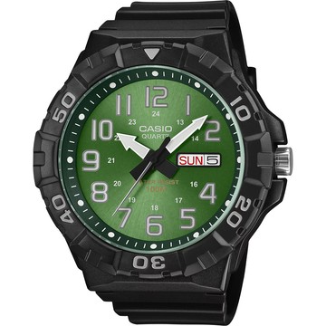 CASIO 潛水風運動手錶 考試手錶 學生錶-綠x黑 MRW-210H-3B