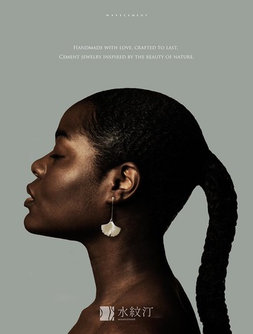 自然系列-金銀杏長垂吊水泥耳環(生日禮物/情人禮物)