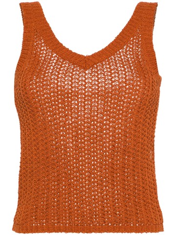 Max Mara - MAXMARA TOP TNK LWNK SLVLS BLND - women - Polyamide/Cotton - M - Brown