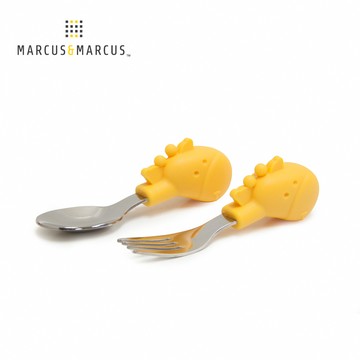MARCUS＆MARCUS 動物樂園寶寶手握訓練叉匙-黃長頸鹿 _廠商直送