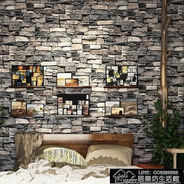 復古懷舊工業風磚紋牆紙仿古石頭磚塊防水立體壁紙飯店理 Yahoo奇摩超級商城 Line購物