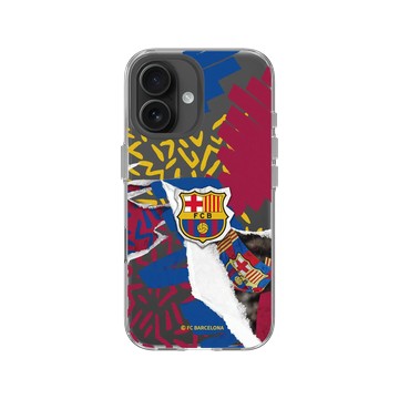iPhone 16 Clear Case（相機按鈕） 透明 - FC Barcelona - Creative Collage