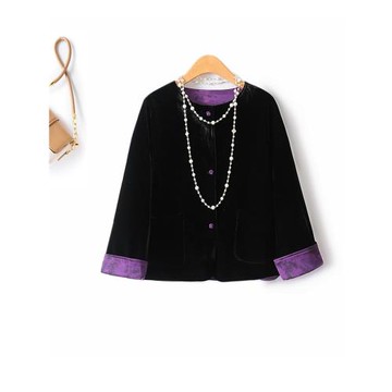 新中式國風 雙面可穿撞色金絲絨復古提花寬松外套 洋氣氣質上衣秋