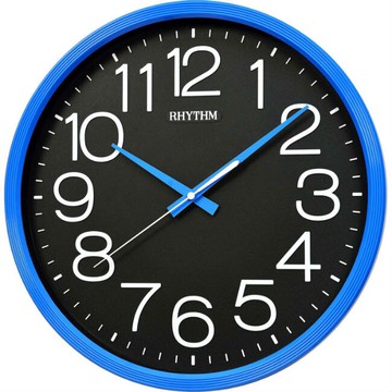 RHYTHM 麗聲鐘(CMG495) 立體數字圓形蔚藍掛鐘/36cm｜樂天全館特惠中★指定刷卡回饋10%