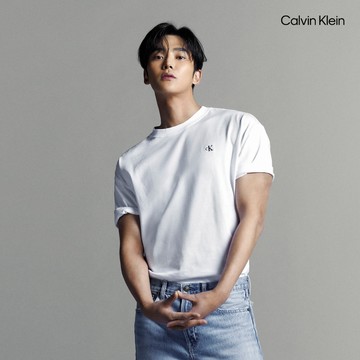 韓星同款金路雲 金珉奎 【Calvin Klein】 CK Calvin Logo 圓領上衣 _白色