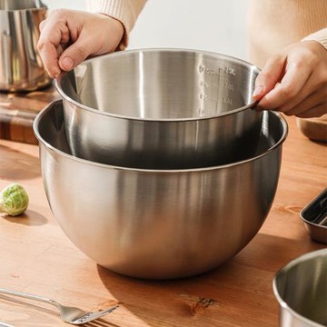 加厚304不銹鋼盆帶刻度歐式烘焙打蛋料理和面沙拉盆加深帶蓋廚房