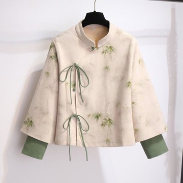 新中式女裝改良旗袍上衣秋冬漢服復古國風唐裝禪意茶服茶藝師套裝