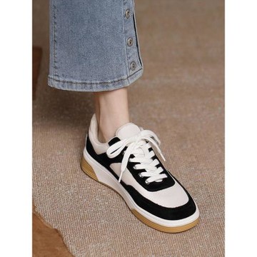 原野休閑運動鞋平底真皮德訓鞋系帶單鞋子女春秋2025年新款板鞋潮