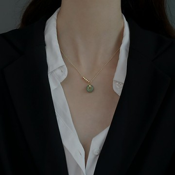925純銀項鏈女2021年新款潮小眾設計感鎖骨鏈和田玉吊墜頸鏈2022