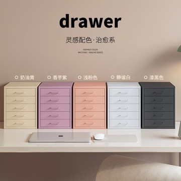 開發票 桌面置物架 鐵藝桌面收納盒抽屜式辦公室文件多層置物架桌上鐵皮儲物收納柜子 快速出貨