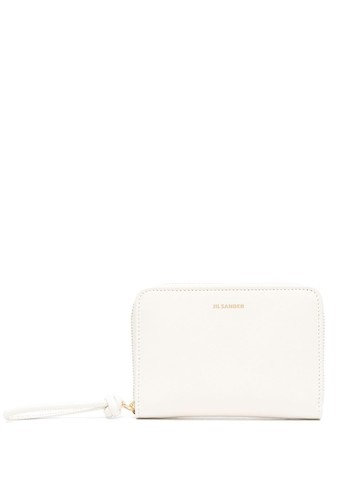 Jil Sander - logo-print zip-up wallet - women - Calf Leather - One Size - Neutrals