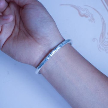 鈴蘭原創手工手鐲足銀女款云南雪花銀實心年輕古風鐲子純銀銀鐲