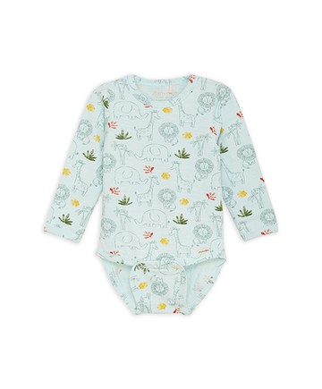 有機棉印花長袖包屁衣(薄霧)68cm