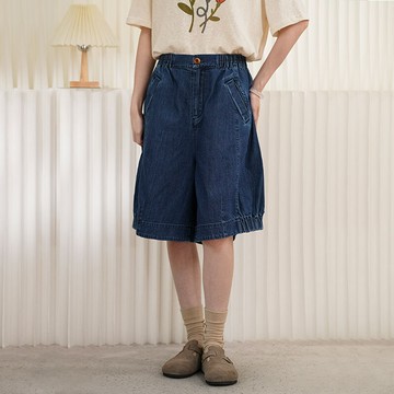 休閑高腰牛仔五分短褲101298C
