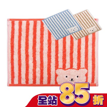 Miine條紋彩色熊小方巾