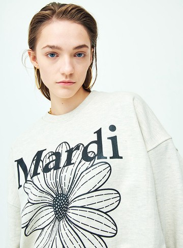 MARDI MERCREDI 印花大學TEE 燕麥色 經典小雛菊 黑花 純棉 SWEATSHIRT FLOWERMARDI