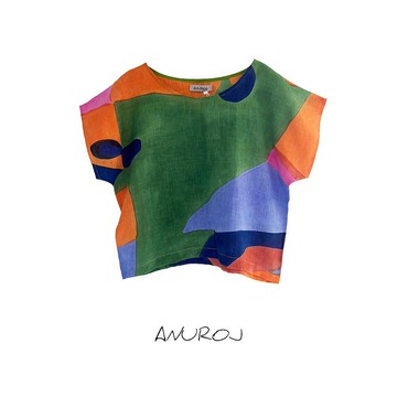 Blouse Linen Hand paint For Summer Beach Vacation